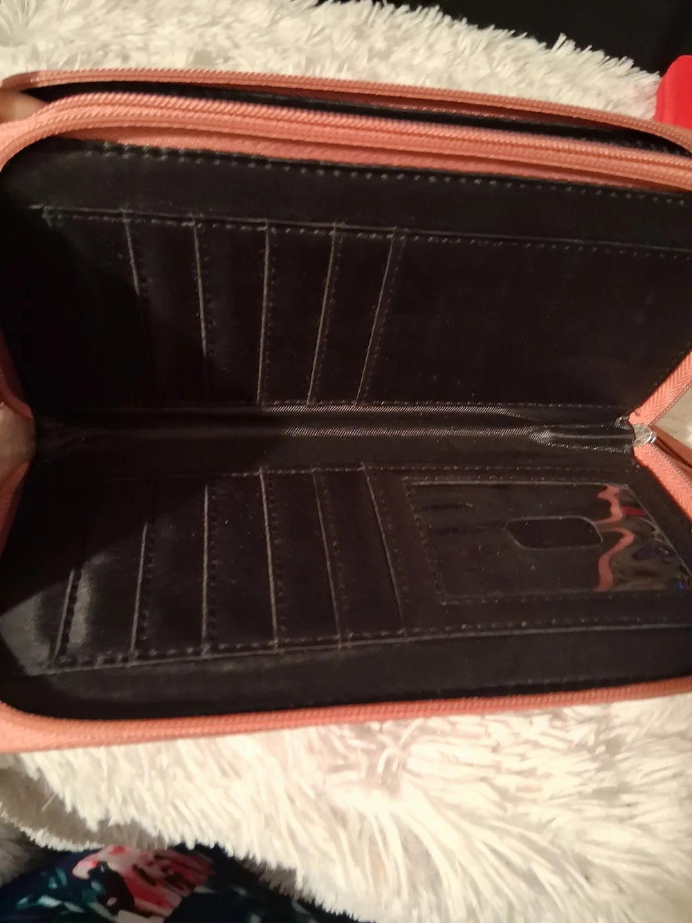 Joe's Jeans Tan Zip-Around Wallet Clutch Rose Color